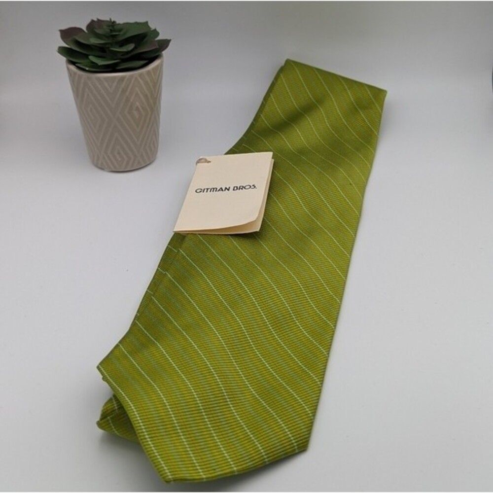 Gitman Bros Silk Green Stripe Tie NWT
